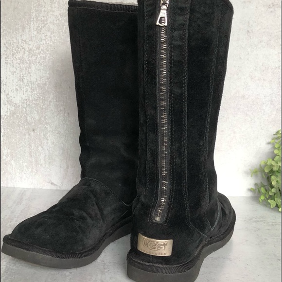 UGG Shoes - UGG Knightsbridge Tall Leather Black Boots Size 7